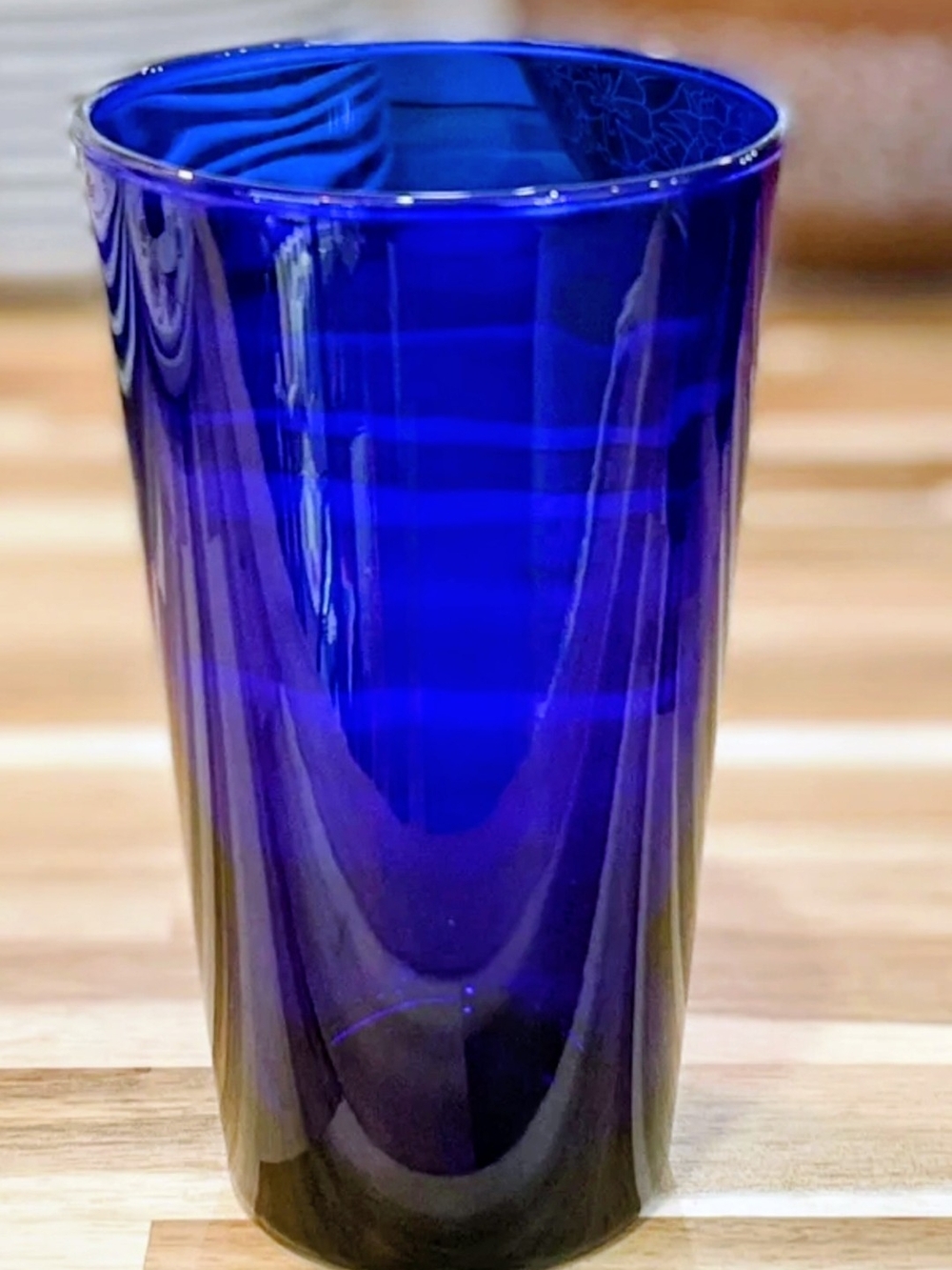 Cobalt Blue Hand-Blown Glass Tumbler